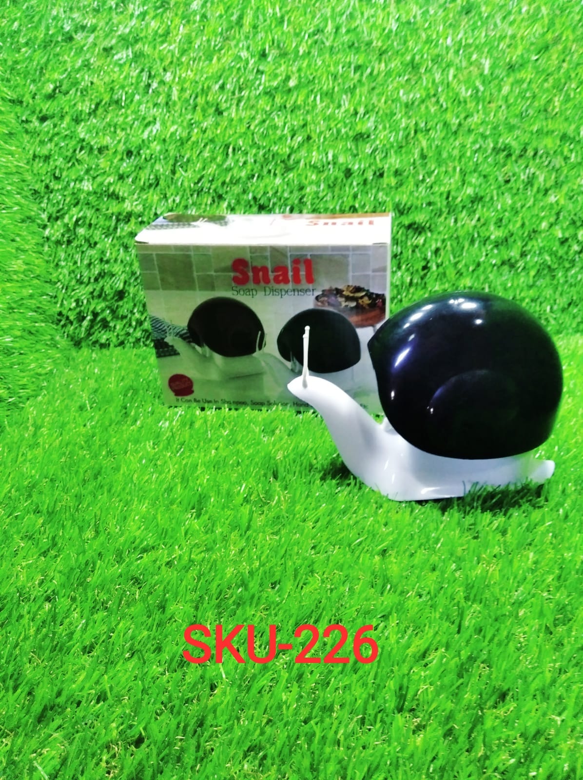 Compact snail shape liquid soap dispenser for easy dispensing. Compact snail shape liquid soap dispenser for easy dispensing.